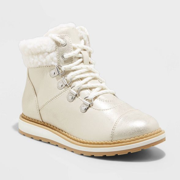 Girls' Rayne Zipper Slip-On Winter Shearling Style Boots - Cat & Jack™ | Target