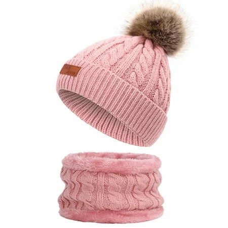 EQWLJWE Kids Winter Beanie Hat Warm Knit Thick Ski Cap With PomPom And Scarf Set For 1-11 Years Old For Girls Boys Girls Hats Holiday Clearance | Walmart (US)