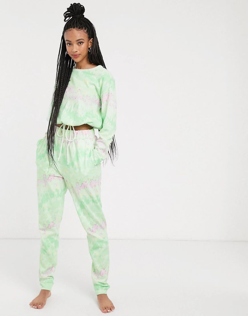 ASOS DESIGN tie dye sweat & jogger set-Green | ASOS (Global)