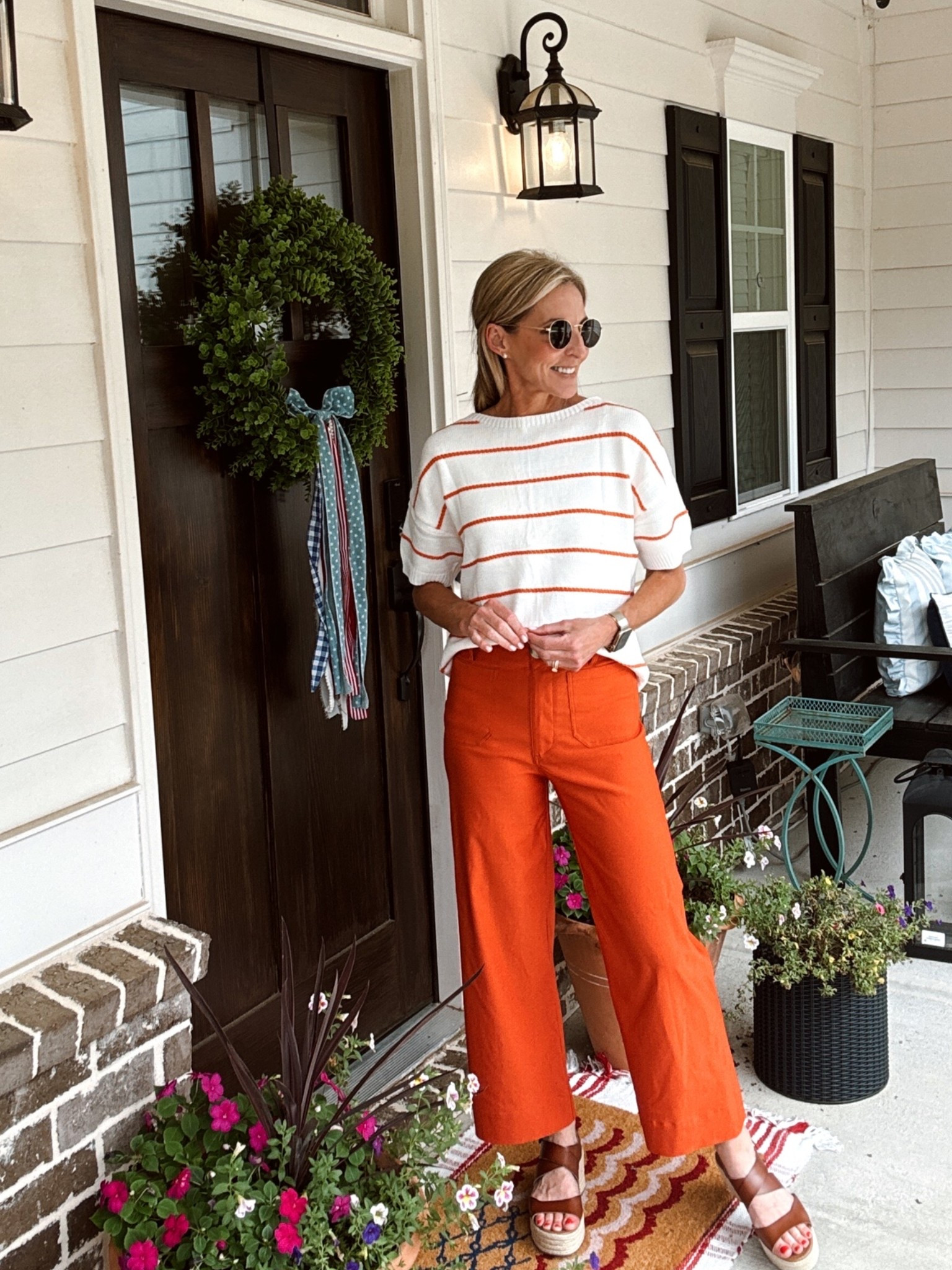 This lightweight summer sweater is perfect for these look alike cropped white leg, stretchy straight pants perfect for Work both come in multiple color options wearing a size small in the sweater and a size 26 in the pants.

#LTKootd #LTKgrwm #LTKmomlife
