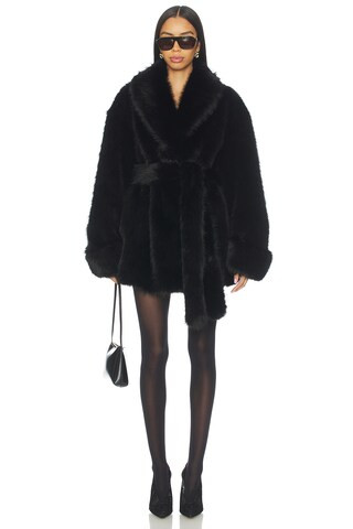 Margot Faux Fur Coat in Black | Revolve Clothing (Global)