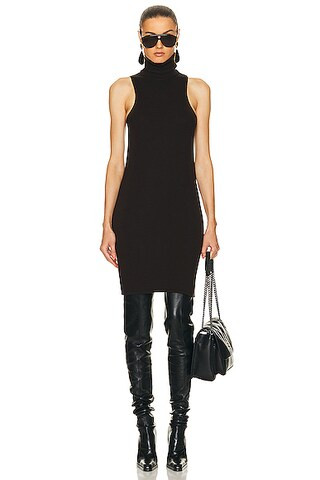 Saint Laurent Knit Dress in Chataigne | FWRD | FWRD 