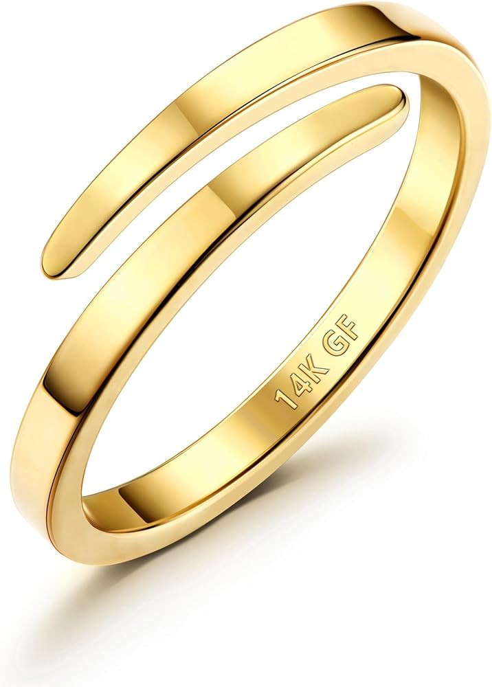 THUNARAZ 14K Gold Filled Rings for Women - Non Tarnish Gold Wedding Bands | Waterproof Stackable ... | Amazon (US)