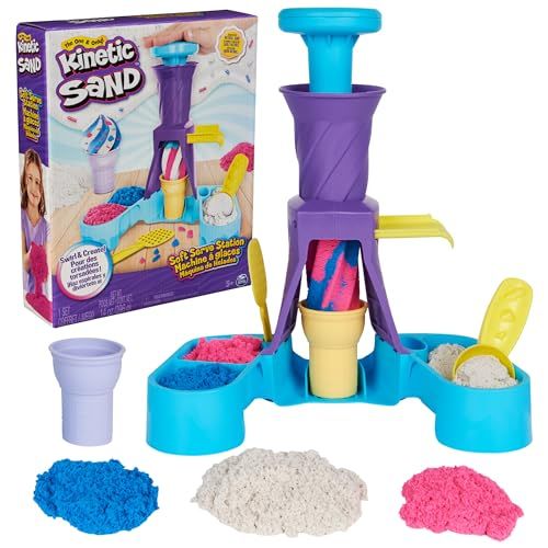 Kinetic Sand, Soft Serve Station with 14oz of Play Sand (Blue, Pink and White), 2 Ice Cream Cones... | Amazon (US)