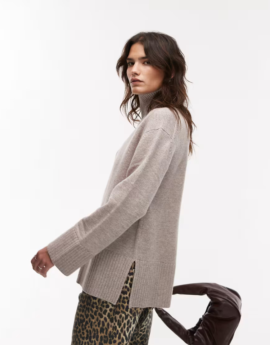 & Other Stories wool high neck oversized sweater in beige-Neutral | ASOS (Global)