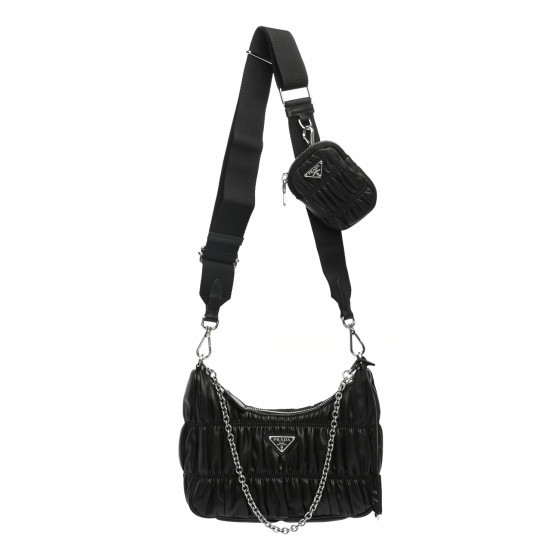 PRADA Nappa Gaufre Re-Edition 2005 Shoulder Bag Black | Fashionphile