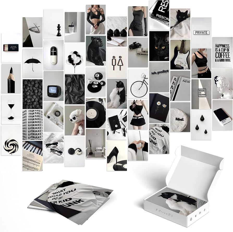 Black and White Wall Collage Kit - 50 Trendy Monochrome Aesthetic Photos for Modern and Sophistic... | Amazon (US)
