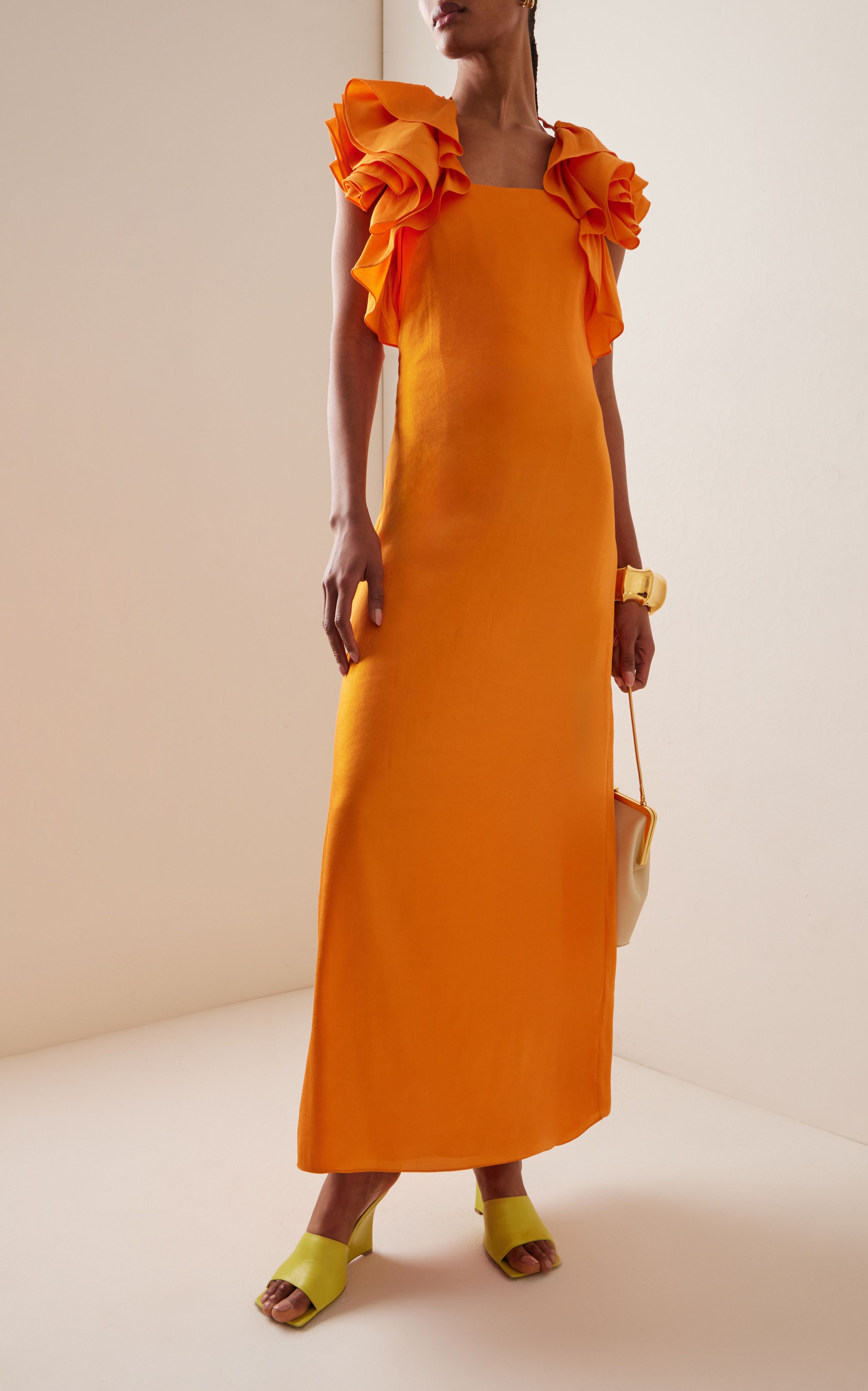 Ruffled Satin-Crepe Maxi Dress | Moda Operandi (Global)