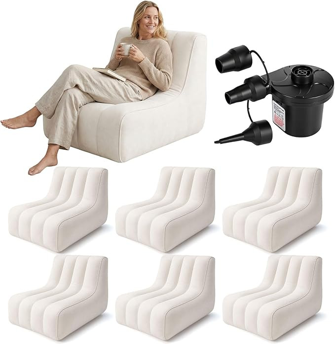 Amazon.com: Fiwochic 6 Pcs Inflatable Chairs for Adults, Blow up Couch with Electric Air Pump, In... | Amazon (US)