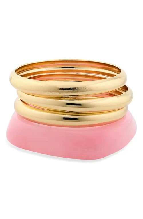 BP. Set of 3 Metal & Resin Bangle Bracelets in Pink- Gold at Nordstrom | Nordstrom