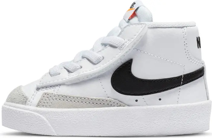 Nike Kids' Blazer Mid '77 Sneaker in Black/White/White/Orange at Nordstrom, Size 10 M | Nordstrom