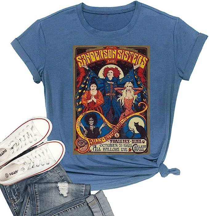 T&Twenties Halloween Shirt for Women Hocus Pocus Casual Tee Shirt Funny Sanderson Sisters Graphic... | Amazon (US)