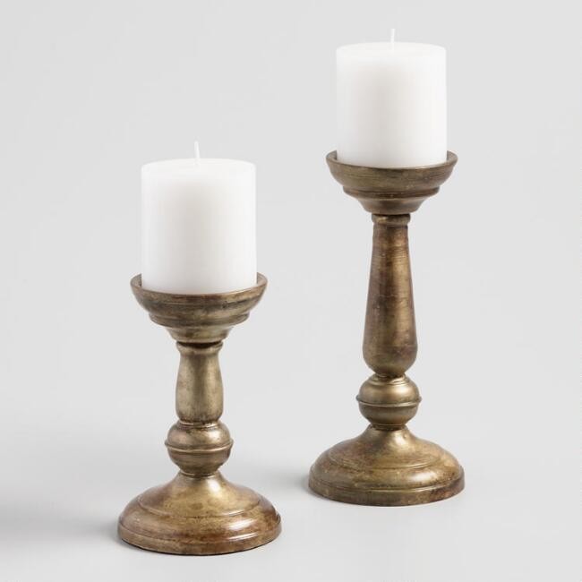 Aged Brass Pillar Candleholder | World Market