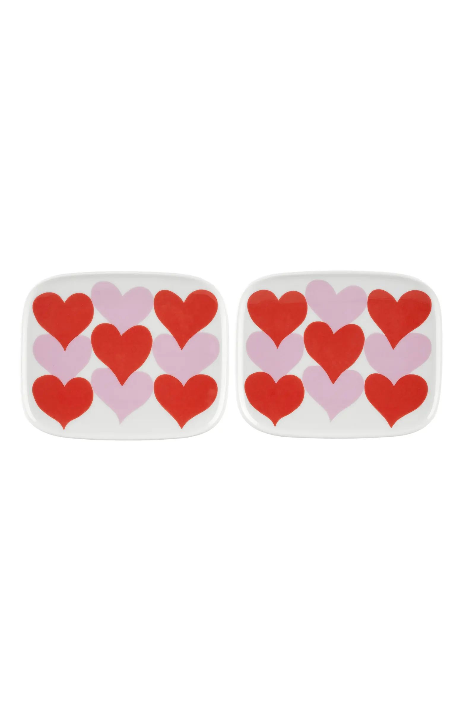 Marimekko Sydamet Set of 2 Heart Square Plates | Nordstrom | Nordstrom
