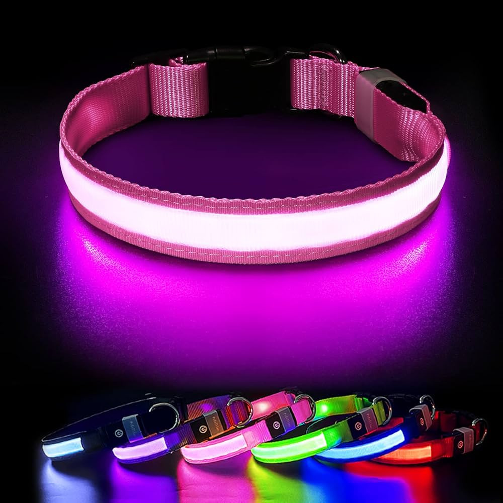 PcEoTllar LED Dog Collar Rechargeable Waterproof 7 Color Change Light Up Dog Collars Super Bright... | Amazon (CA)