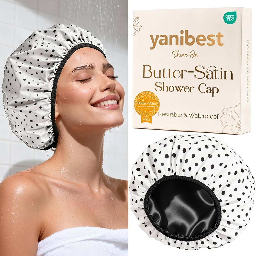 Yanibest Frizz Free Satin Lined Shower Cap with Soft Elastic Band | Amazon (US)
