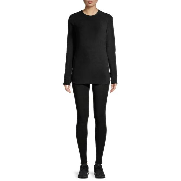 ClimateRight by Cuddl Duds Women's Stretch Fleece Base Layer Thermal Top and Leggings 2-Piece Set... | Walmart (US)