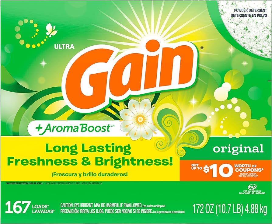 Gain Powder Laundry Detergent for Regular and HE Washers, Original Scent, 172 ounces (Packaging M... | Amazon (US)