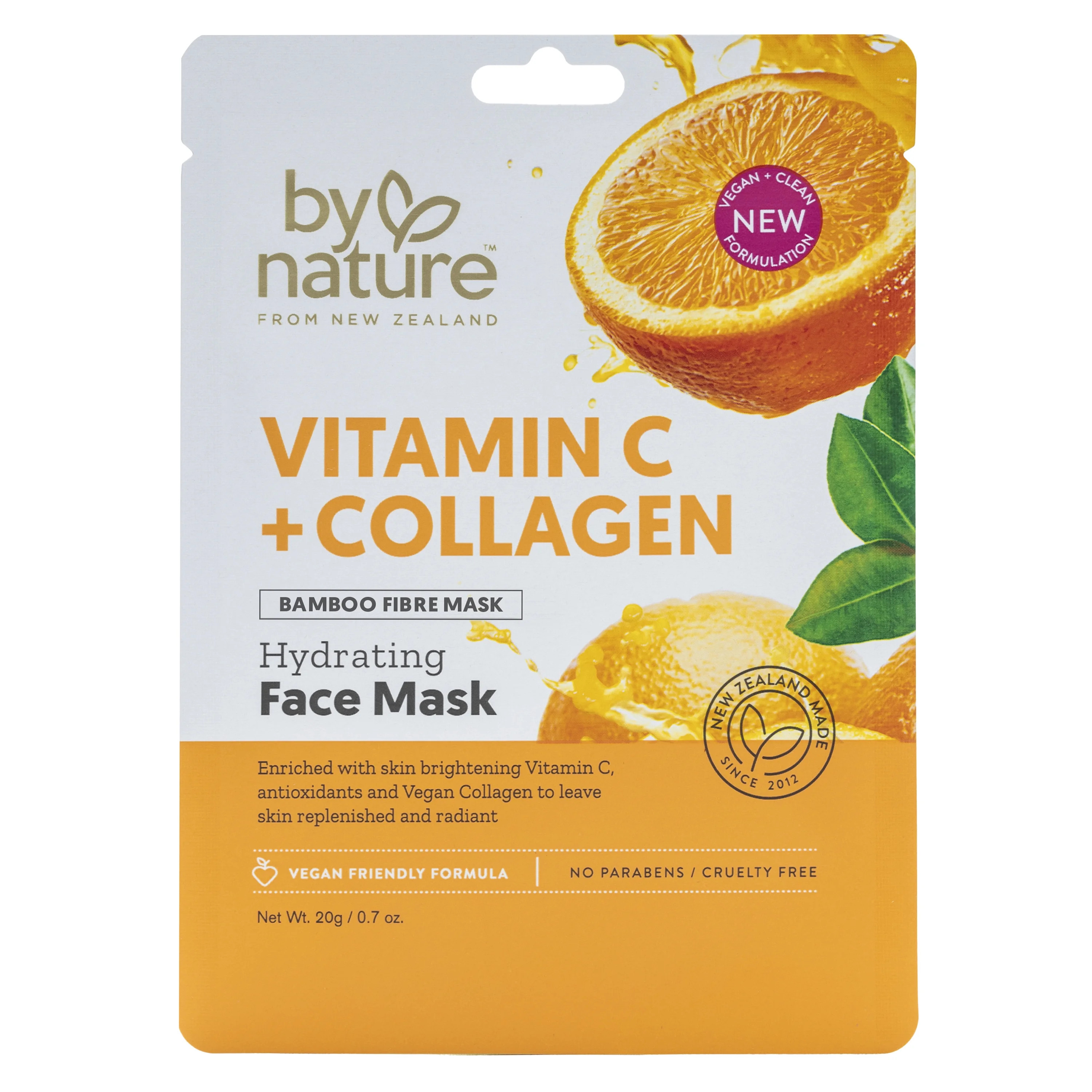 By Nature Skincare from New Zealand Vitamin C and Collagen Sheet Face Mask to Brighten and Hydrat... | Walmart (US)