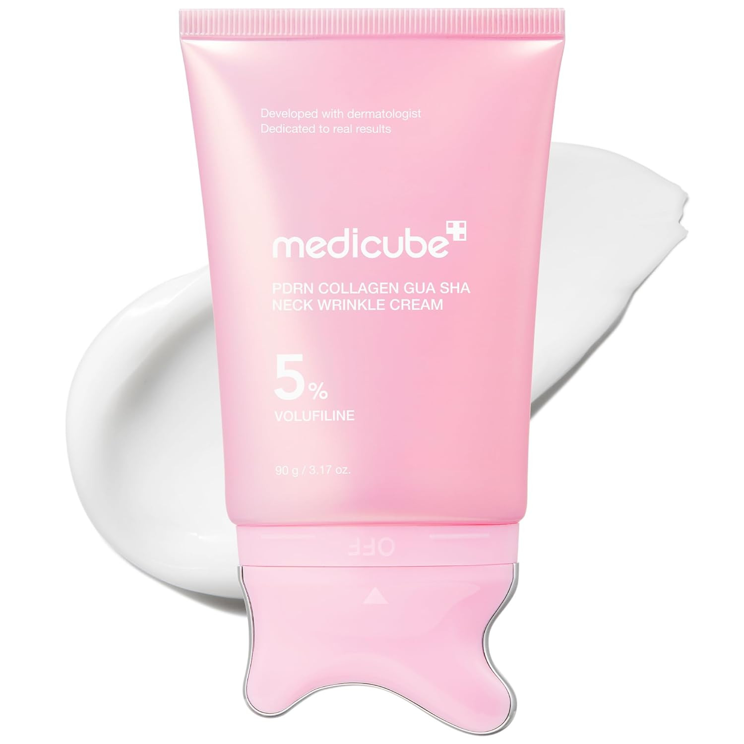 medicube PDRN Collagen Gua Sha Neck Wrinkle Cream | Built-In Gua Sha Massager with Volufiline 5% | Firming, Contour Care for the Look of Fine Lines, Jawline, Neck, Décolleté | Korean Skincare, 3.17 oz | Amazon (US)
