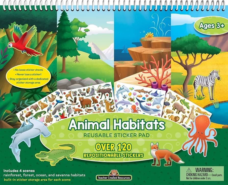 Teacher Created Resources Animal Habitats Reusable Sticker Pads | Amazon (US)