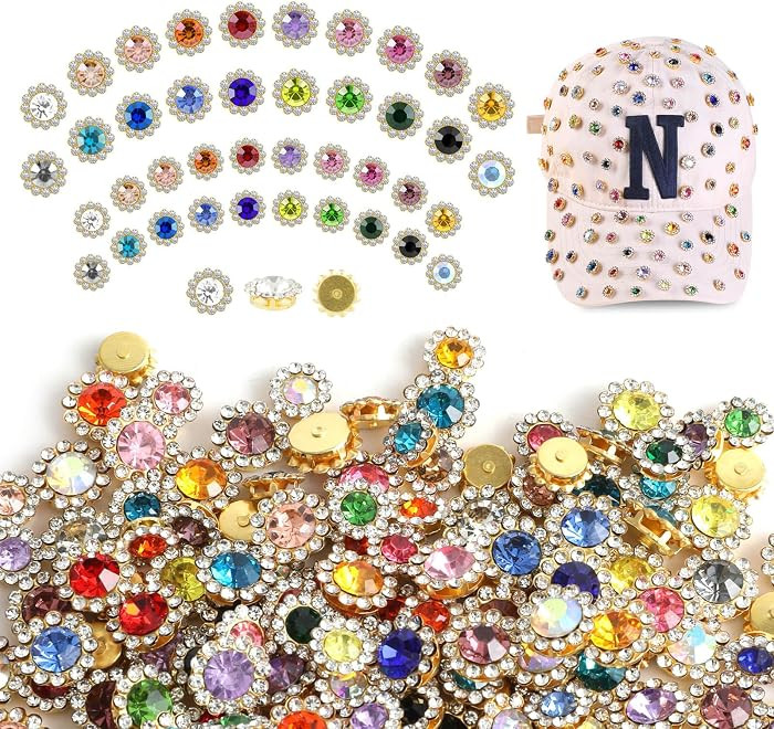 ABEJFIC 200 PCS 20 Mixed Colors Sew on Rhinestones, 10mm 12mm Crystal Glass Metal Base Flower Cla... | Amazon (US)