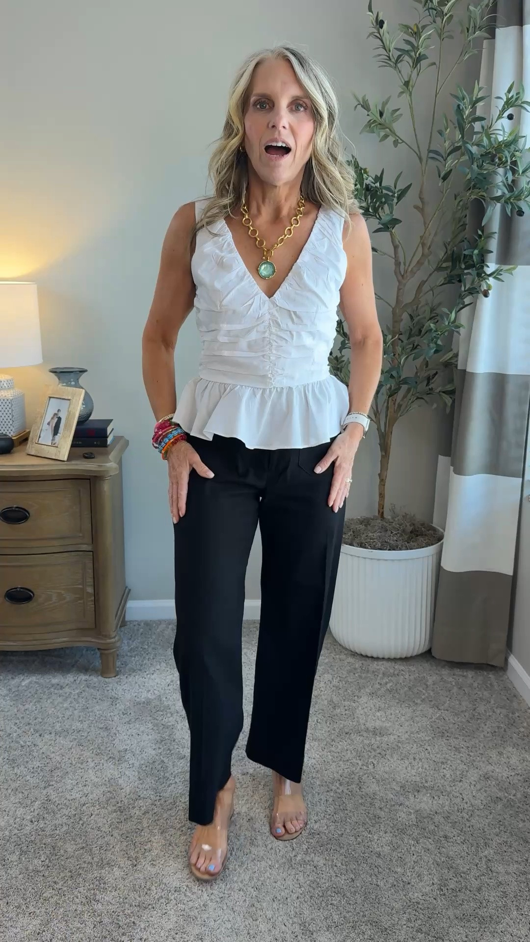 Cute workwear look or date night. Wearing XS top and 27 pants

#LTKootd #LTKOver40 #LTKWorkwear
