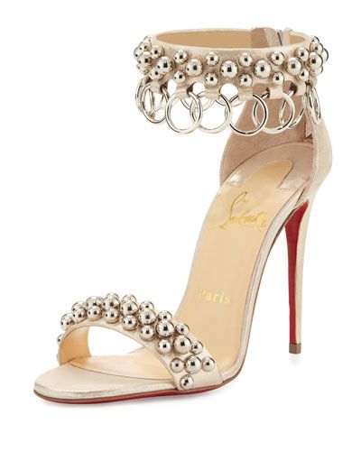 Gypsandal Ring-Trim 100mm Red Sole Sandal, Latte | Bergdorf Goodman