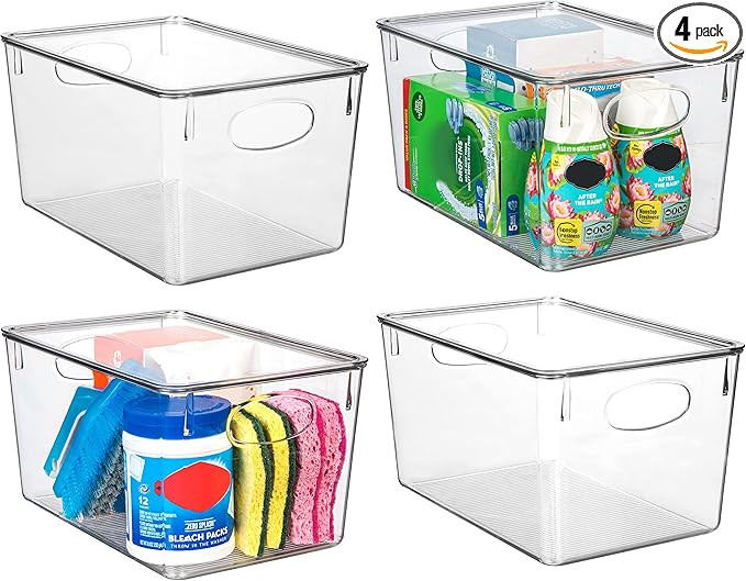 ClearSpace Plastic Storage Bins With lids, 4 Pack – Perfect Pantry Organization and Storage –... | Amazon (US)