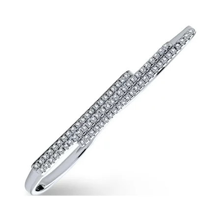 Bling Jewelry Womens CZ Pave Double Sideway Bar Two Finger Ring | Walmart (US)