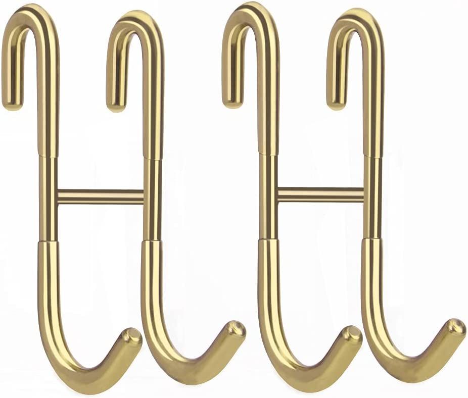 Haitis 2 Pack Over Shower Glass Door Hook, Plated Gold, 304 Stainless Steel Rack Hooks, Bathroom ... | Amazon (US)
