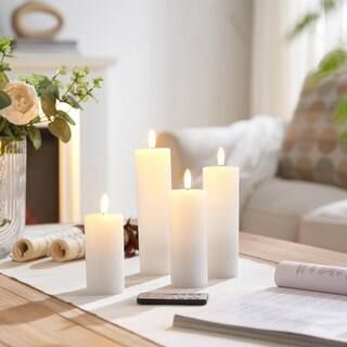 Modern White Slender Pillar LED Candles (Set of 4) 10275 - The Home Depot | The Home Depot