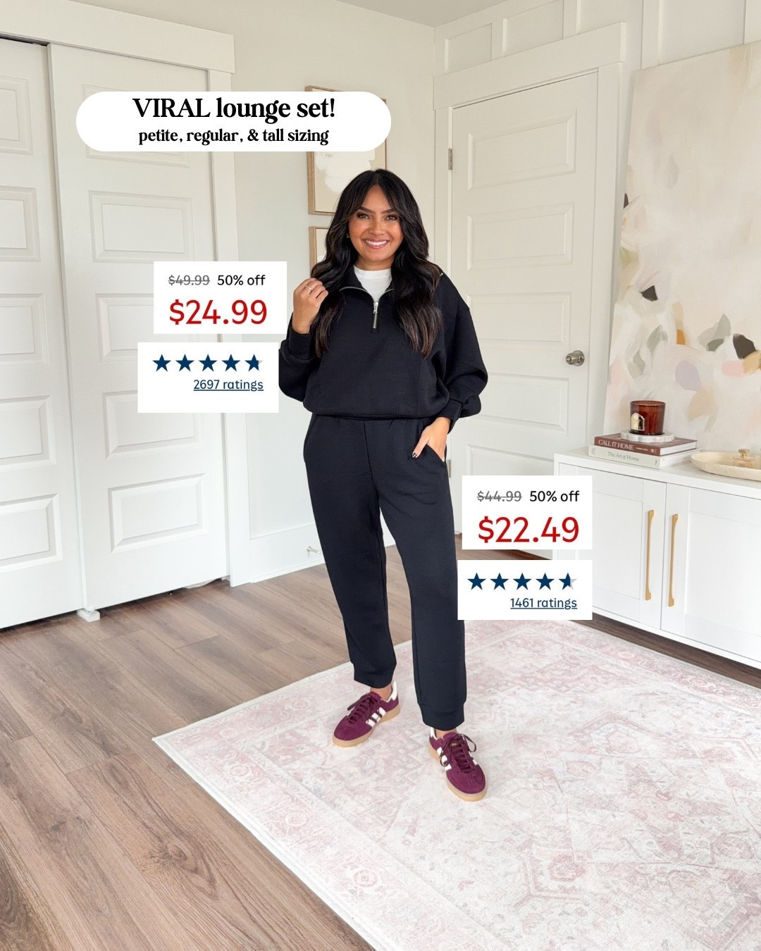 Black pullover size xs petite TTS
Black joggers size small petite TTS 
Sneakers size 6 TTS 

#LTKTravel #LTKPetite #LTKSaleAlert