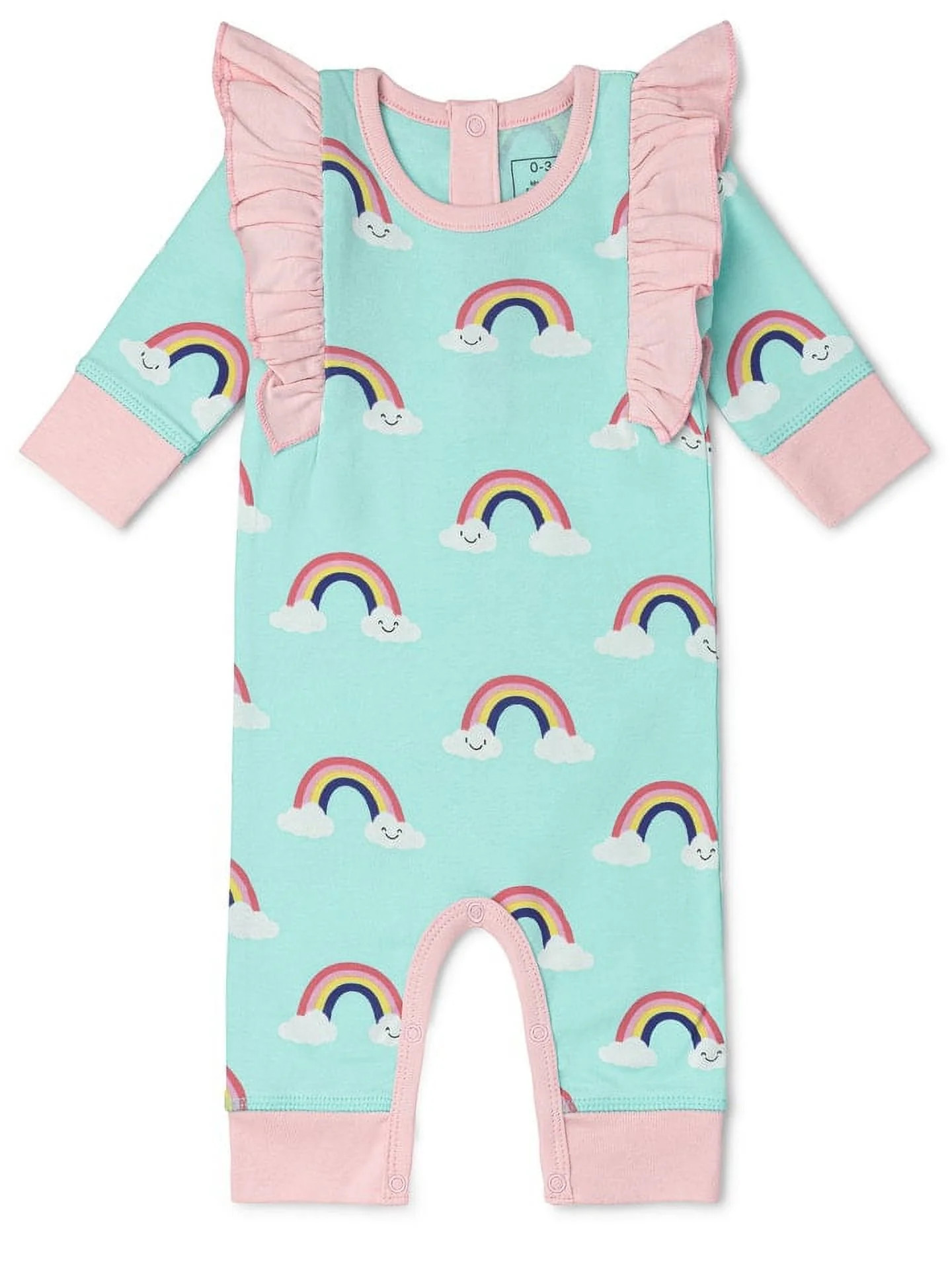 Paris Hilton x Monica + Andy Organic Cotton Baby Double Ruffle Romper, Sizes 0-3-18-24 Months - W... | Walmart (US)
