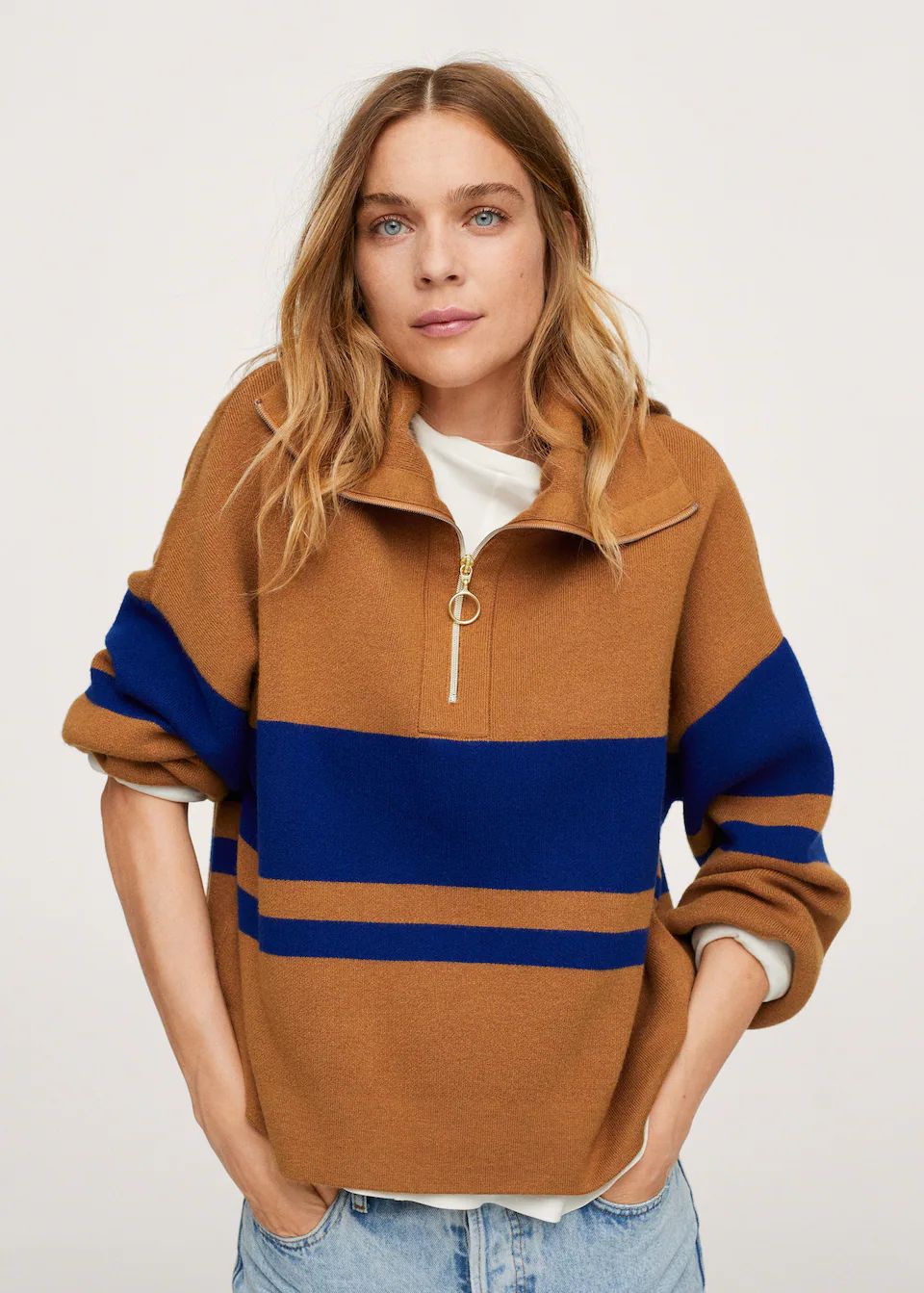 Zip knit sweater | MANGO (US)