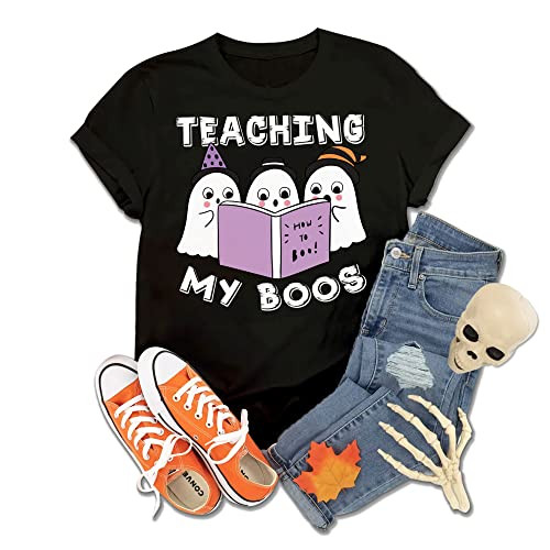 Amazon.com: Cute Teaching My Boos Halloween Teacher Shirt, Retro Fall Shirt, Fall Shirt, Hallowee... | Amazon (US)