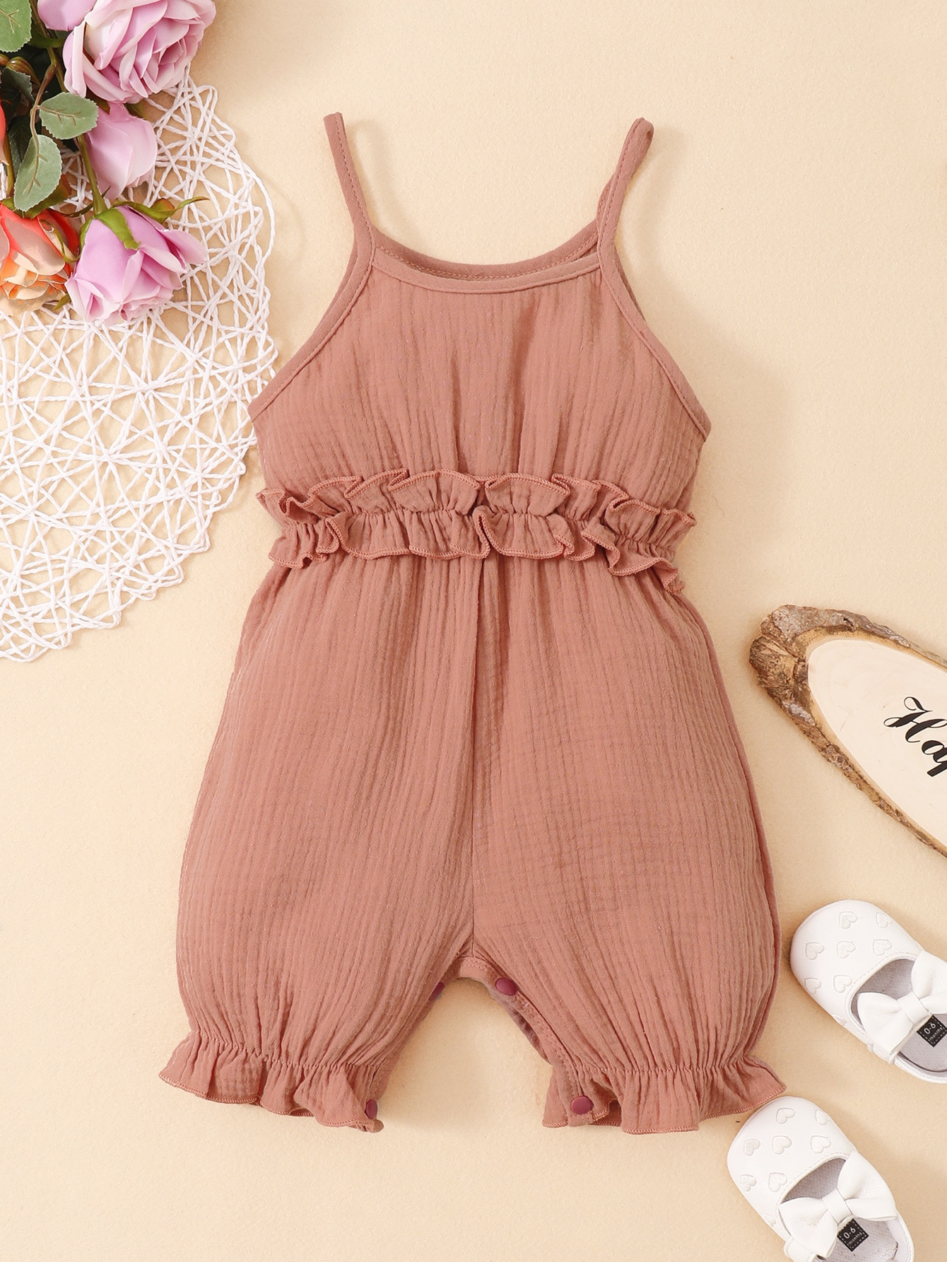 Baby Ruffle Trim Cami Romper | SHEIN