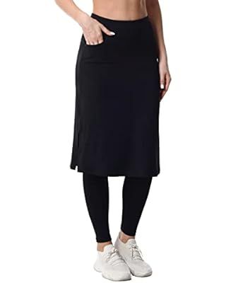 Snoga Athletics- Women's Cropped Shirttail 24in Modest Midi Pencil Skirt w/Leggings, Side Slits &... | Amazon (US)