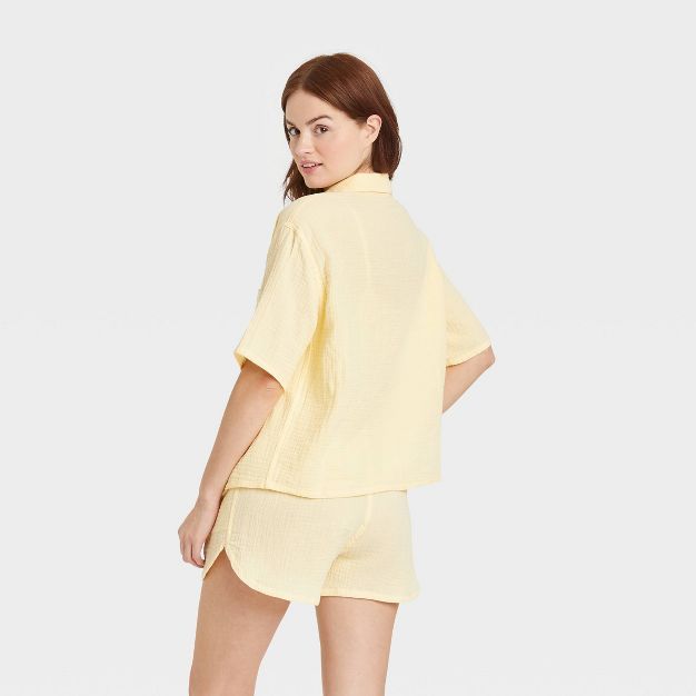 Women's 100% Cotton Short Sleeve Notch Collar Pajama Top - Stars Above™ | Target