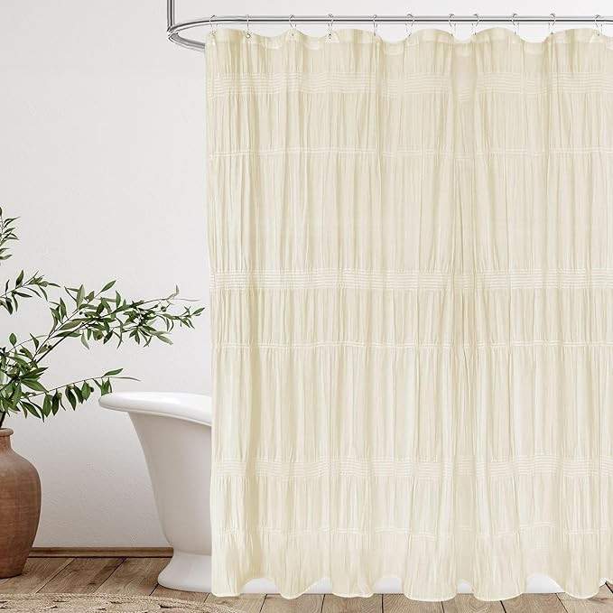 Seasonwood Beige Shower Curtain Cotton Shower Curtain Rustic Farmhouse Shower Curtain Neutral Bat... | Amazon (CA)