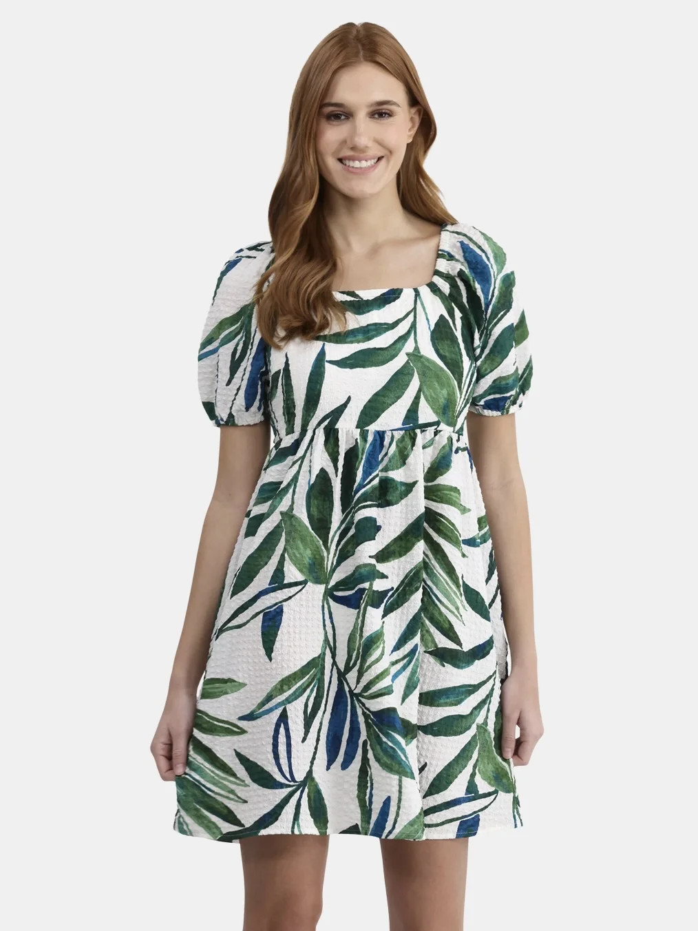 Time and Tru Women's Printed Puff Sleeve Mini Dress, Sizes XS-XXXL | Walmart (US)