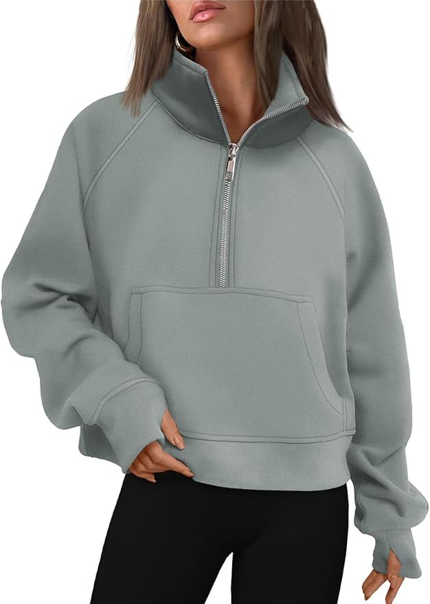 AUTOMET Womens Sweatshirts Half Zip Cropped Pullover Fleece Quarter Zipper Hoodies Fall outfits C... | Amazon (US)