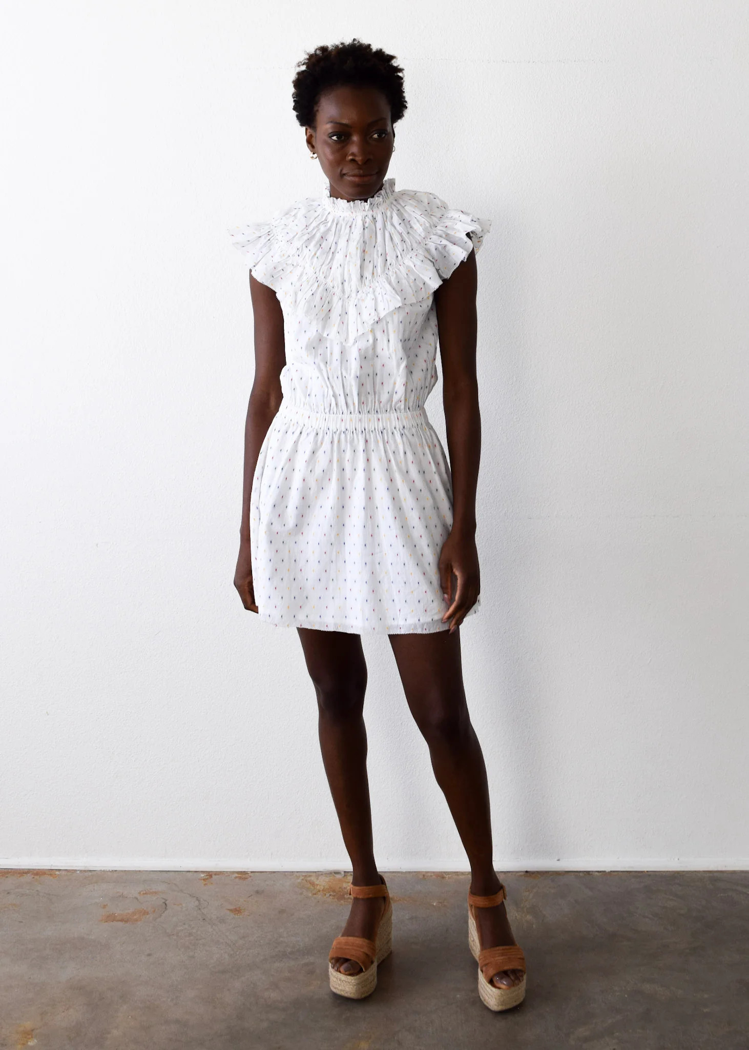 Vivian Short Dress Primary Swiss Dot | Never A Wallflower