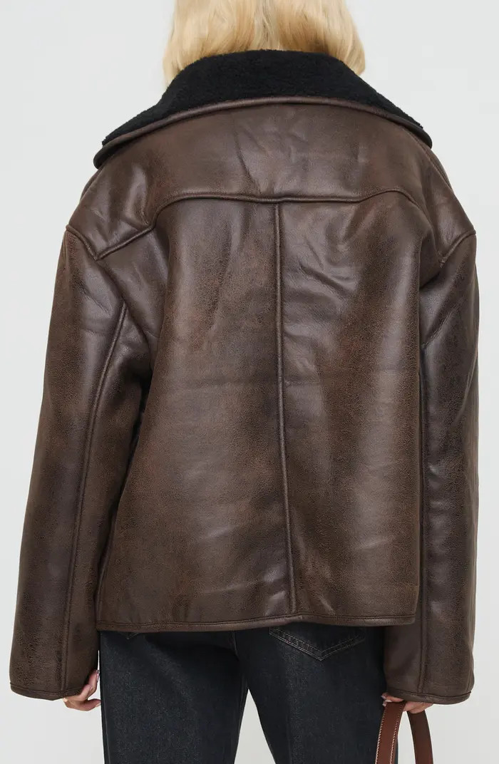 Nunez Water Repellent Faux Shearling Lined Faux Leather Jacket | Nordstrom