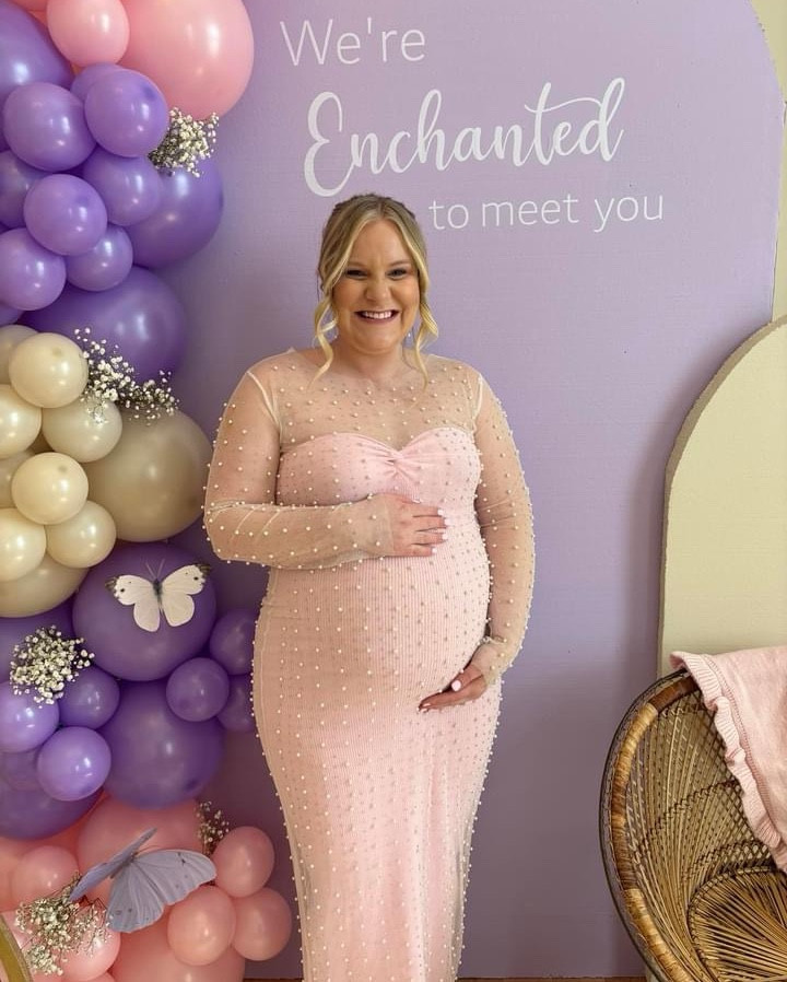 The perfect baby shower dress. Dress is two pieces! Sized up in mesh coverup for bump. 

Sized up to XL in pearl coverup. 
Size L in dress. 
Size L in shape wear. 
Size 9 in heels. Fit TTS.

#LTKBump #LTKBaby #LTKMidsize