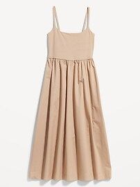Fit & Flare Mixed Fabric Midi Cami Dress for Women | Old Navy (US)