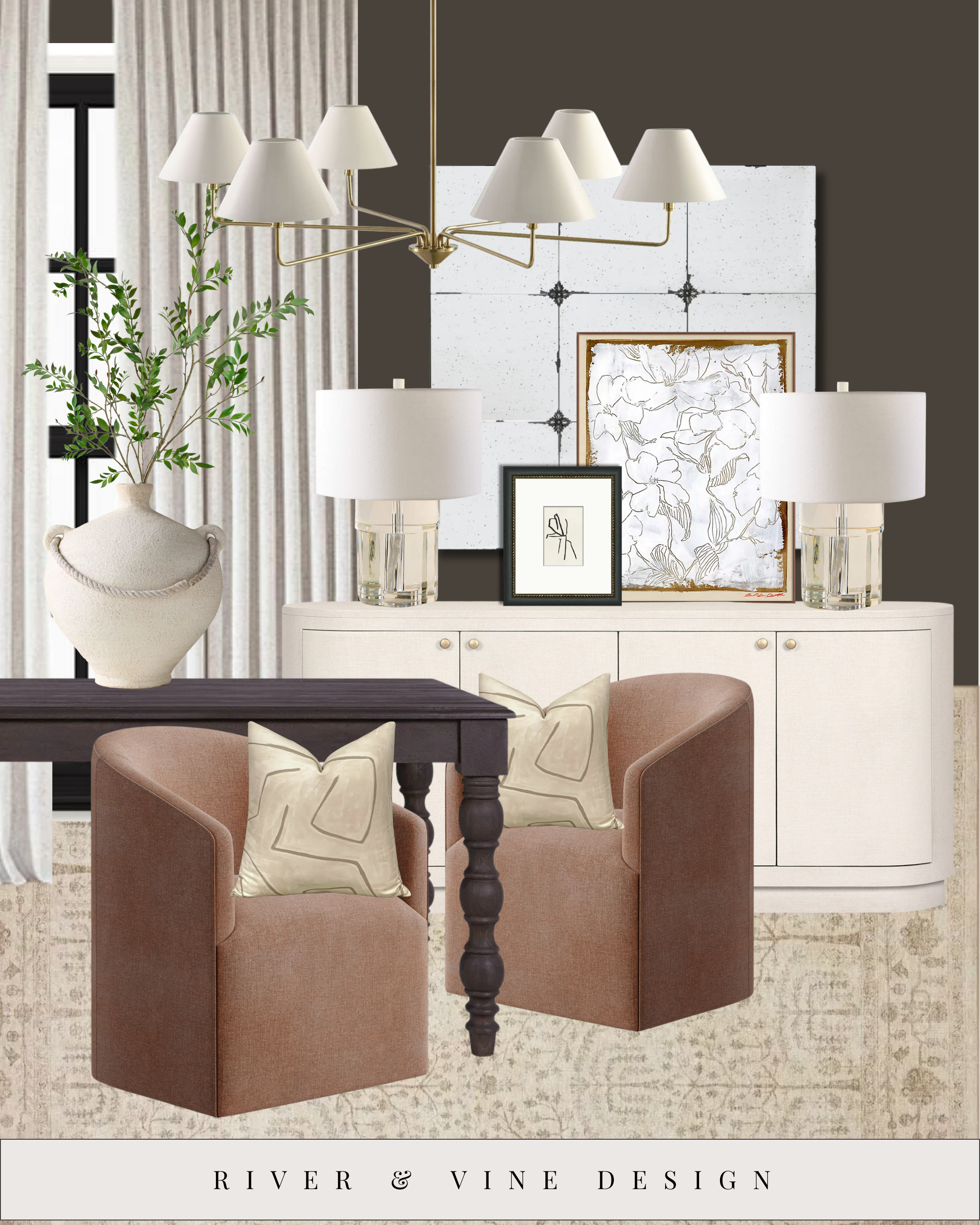 This setup is all about balance and breathing room.

A sculptural chandelier anchors the space overhead, while the low credenza keeps the back wall grounded instead of visually heavy. I like using matching lamps on a cabinet like this — it creates symmetry without feeling formal, especially when the furniture silhouettes stay soft and rounded.

The dining chairs pull double duty here too. Compact, upholstered shapes keep the table feeling inviting and flexible, not precious. It’s the kind of layout that works just as well for everyday use as it does when you’re hosting.

Everything here is linked to recreate the look 👇 

 #LTKSeasonal #LTKHome