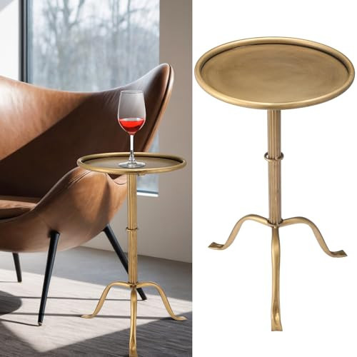 RattanView 1 Pcs Metal Martini Table Bronze Small Round Drink Table12.5 x 12.5 x 27.75 Inches Pedestal Iron Side Tables for Small Spaces Bedroom Living Room | Amazon (US)