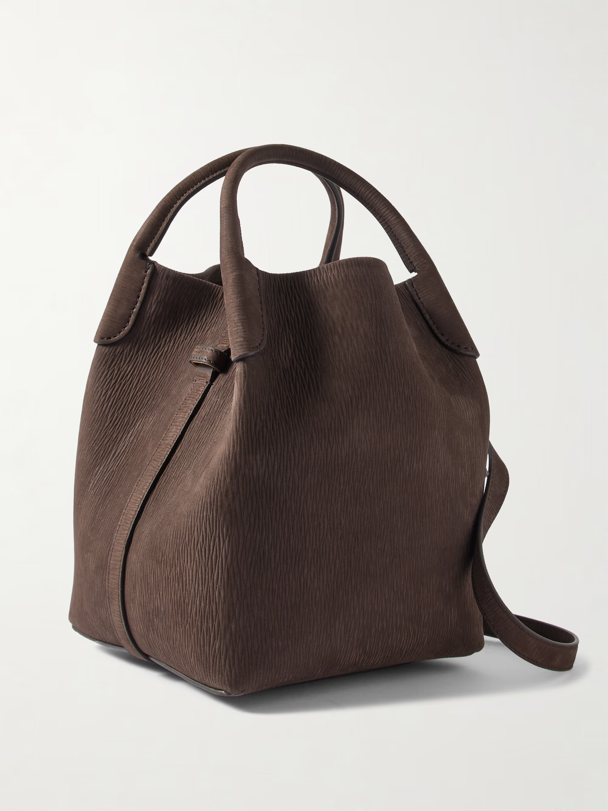 Bale small textured-suede shoulder bag - chocolate - One Size | NET-A-PORTER (US)
