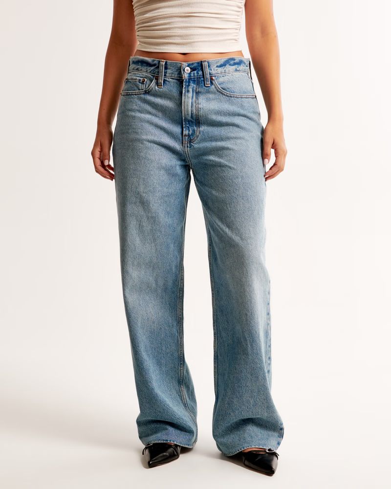 Women's Curve Love Mid Rise Slouchy Jean | Women's Bottoms | Abercrombie.com | Abercrombie & Fitch (US)